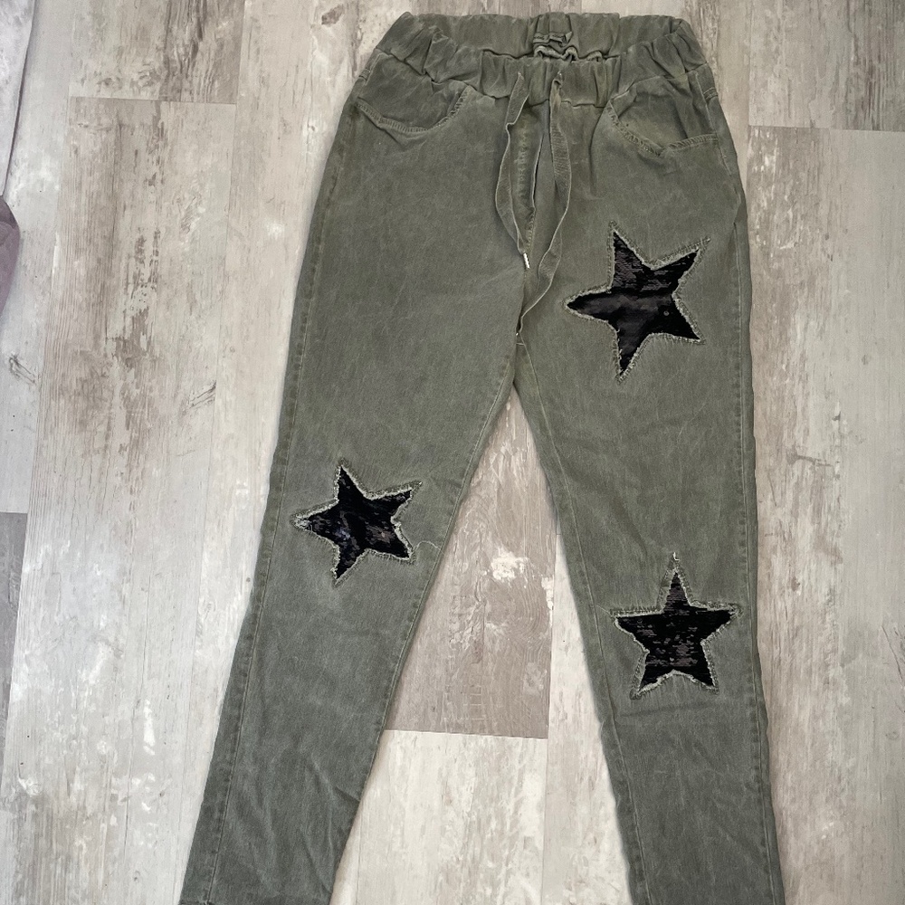 Sequin Star Italian Stretch Pants Size S